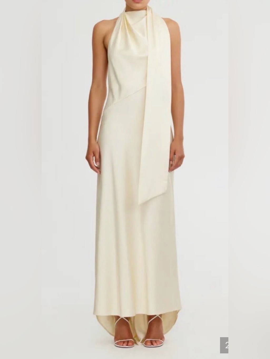 Nwt Significant Other Adriana Open Back Cream Satin Halter Maxi Dress Size 6